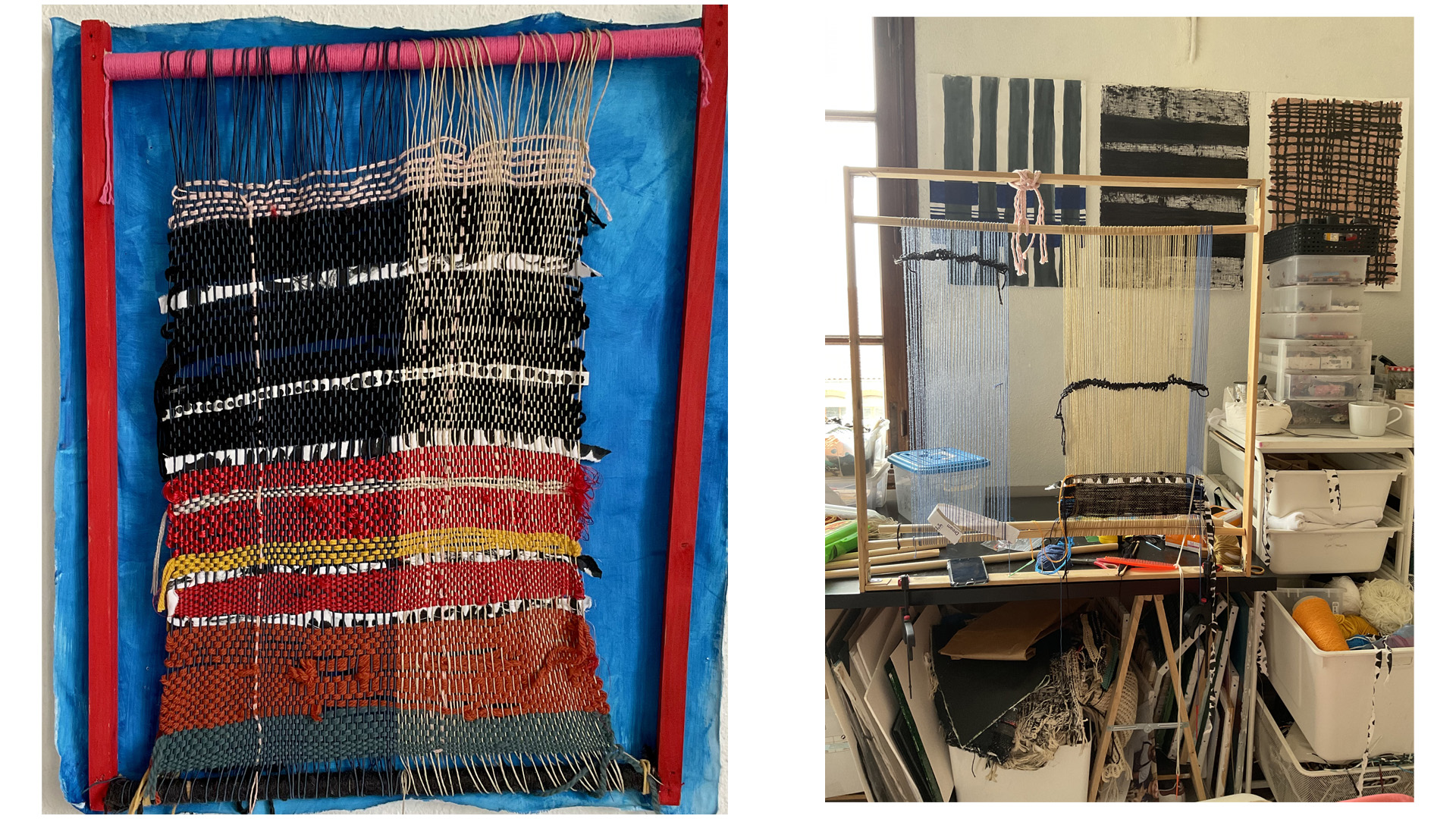tissage et métier à tisser marocain, de sanaa mejjadi visuel artiste à montpellier france et casablanca maroc